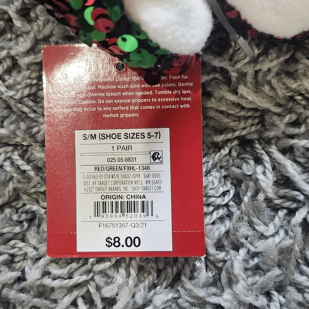 Target Red and Green Sequin Santa Slippers